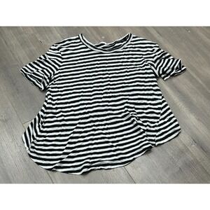 A.L.C. Striped Tee Womens Small Black White Short Sleeve‎ Crew Neck Casual Top